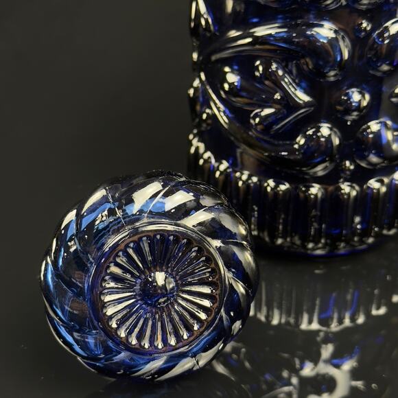 Cobalt Blue Glass Decanter Bottle Empty 11" Tall Vintage Jim Beam’s Bonded Beam - Picture 4 of 11